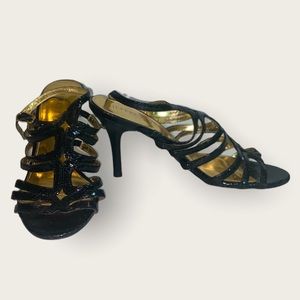 $1 MUST BUNDLE Vintage womens Jeffrey Tyler black print sandal shoe Y2K 90S 80S